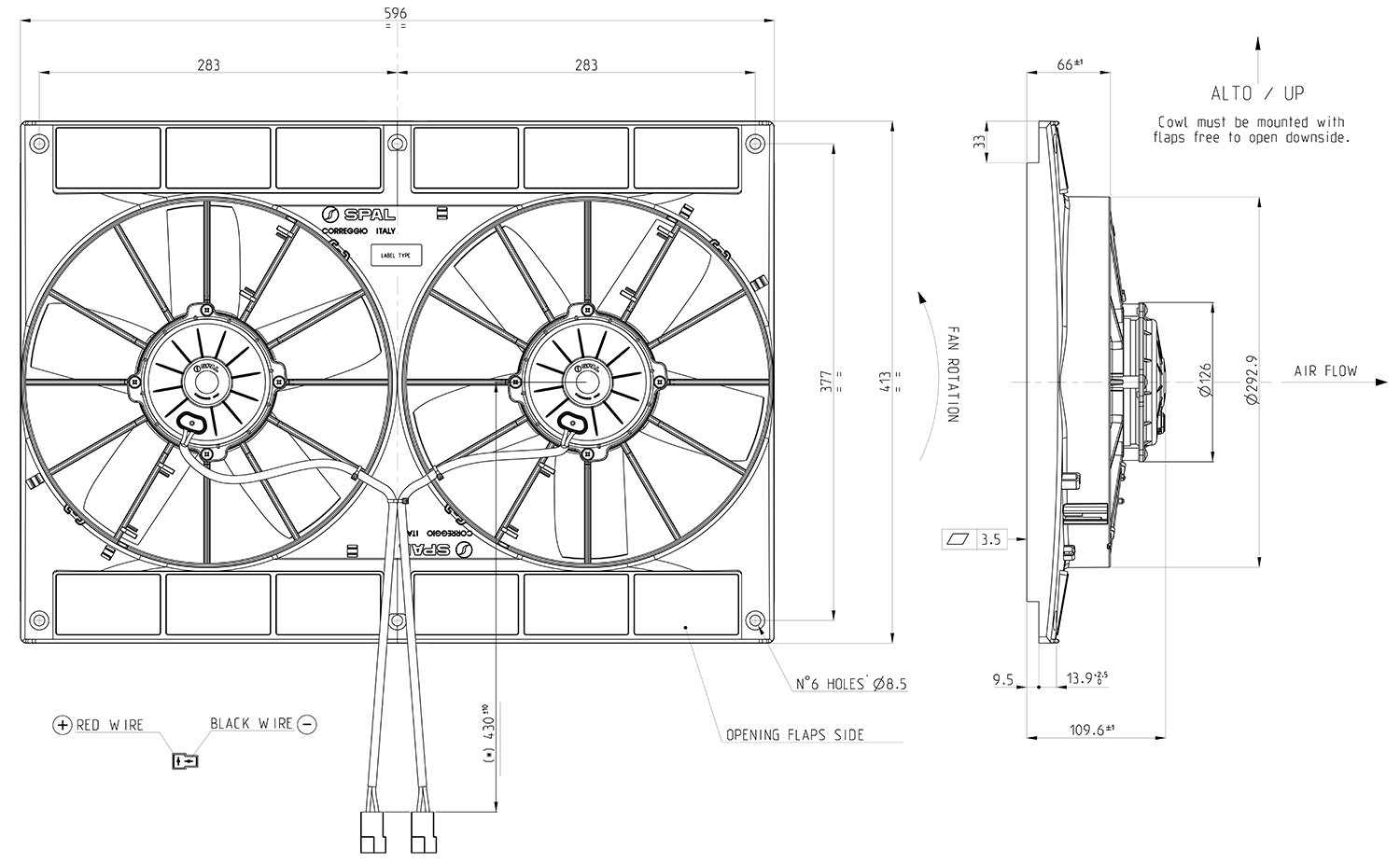 T7Design Spal Twin Radiator Fan & Shroud Assembly 11.0" (280mm