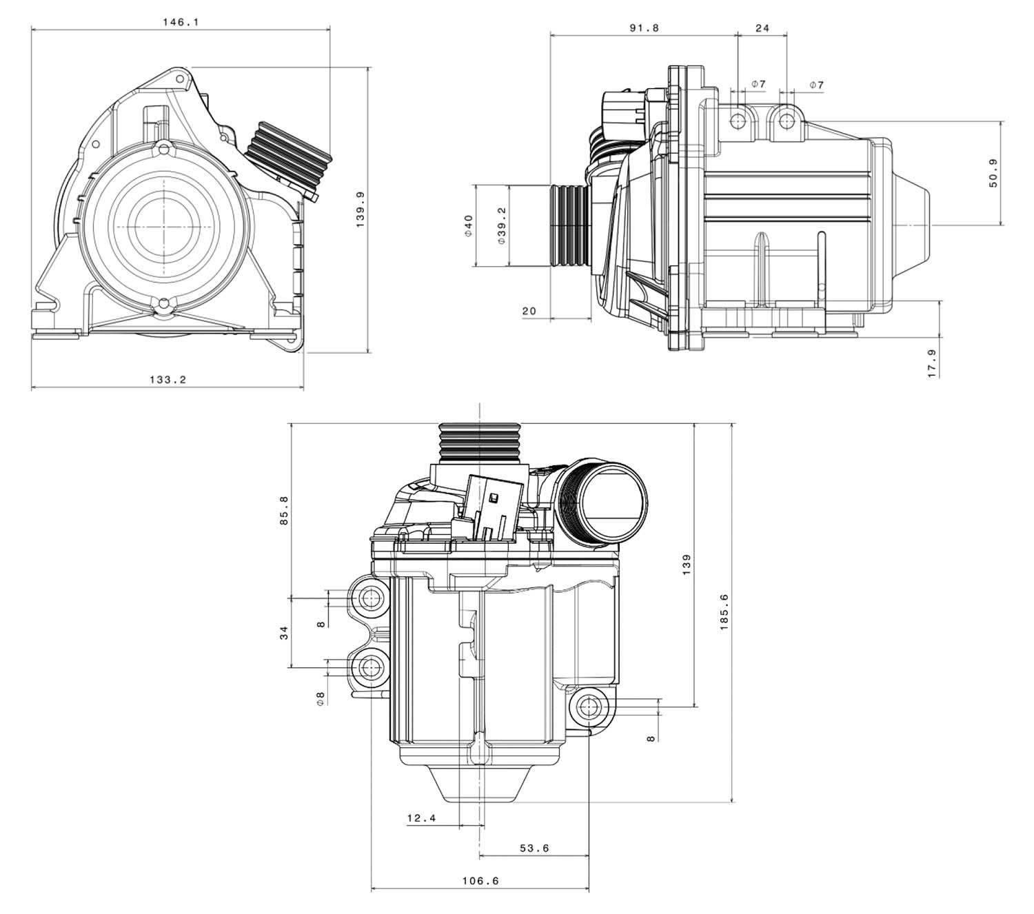 CWA400 Dimensioned Drawing