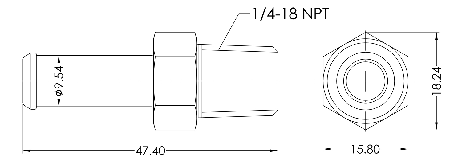 1/4 NPT Male to 3/8 Barb Adapter